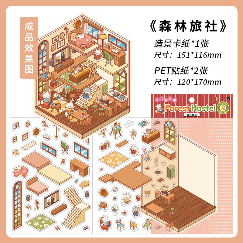 PET Scenery Stickers, Open For Business Vol.2, Fun DIY Decor Landscape Stickers