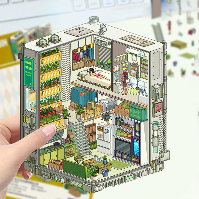 JoyCraft Haven Cartoon Scenery Stickers, Multiple Styles 3D Mini House Stress Relief DIY Scene Journal Stickers