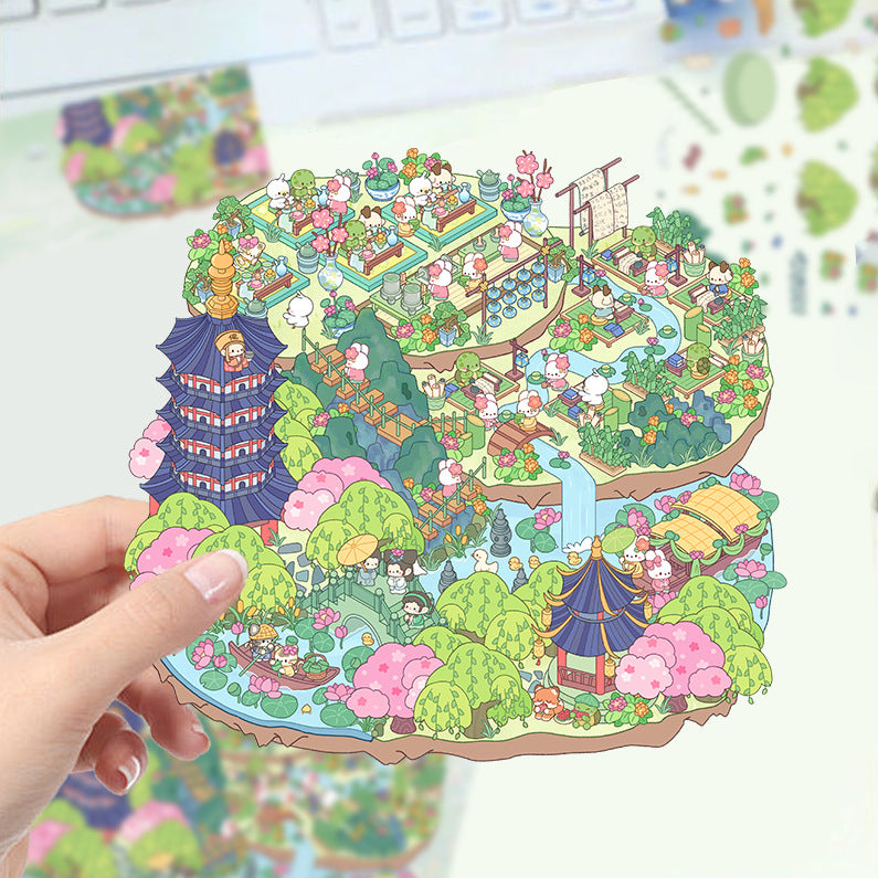 JoyCraft Haven Cartoon Scenery Stickers, Multiple Styles 3D Mini House Stress Relief DIY Scene Journal Stickers