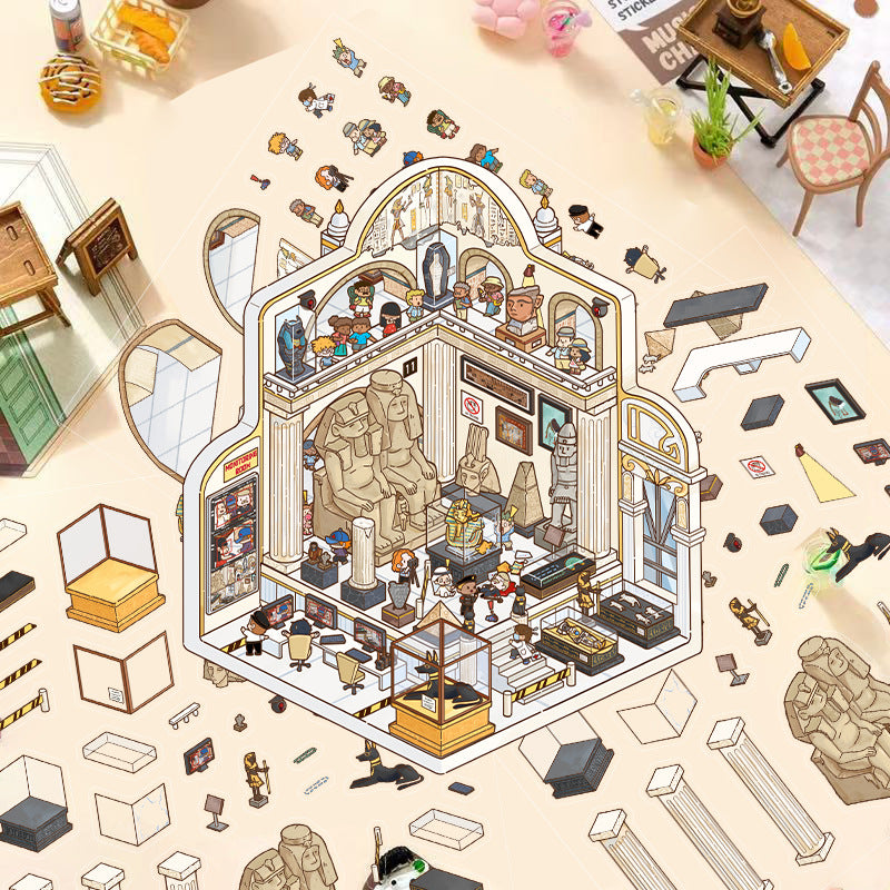 JoyCraft Haven Cartoon Scenery Stickers, Multiple Styles 3D Mini House Stress Relief DIY Scene Journal Stickers