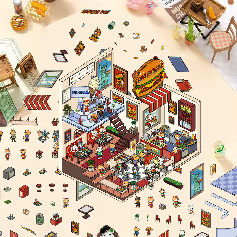 JoyCraft Haven Cartoon Scenery Stickers, Multiple Styles 3D Mini House Stress Relief DIY Scene Journal Stickers