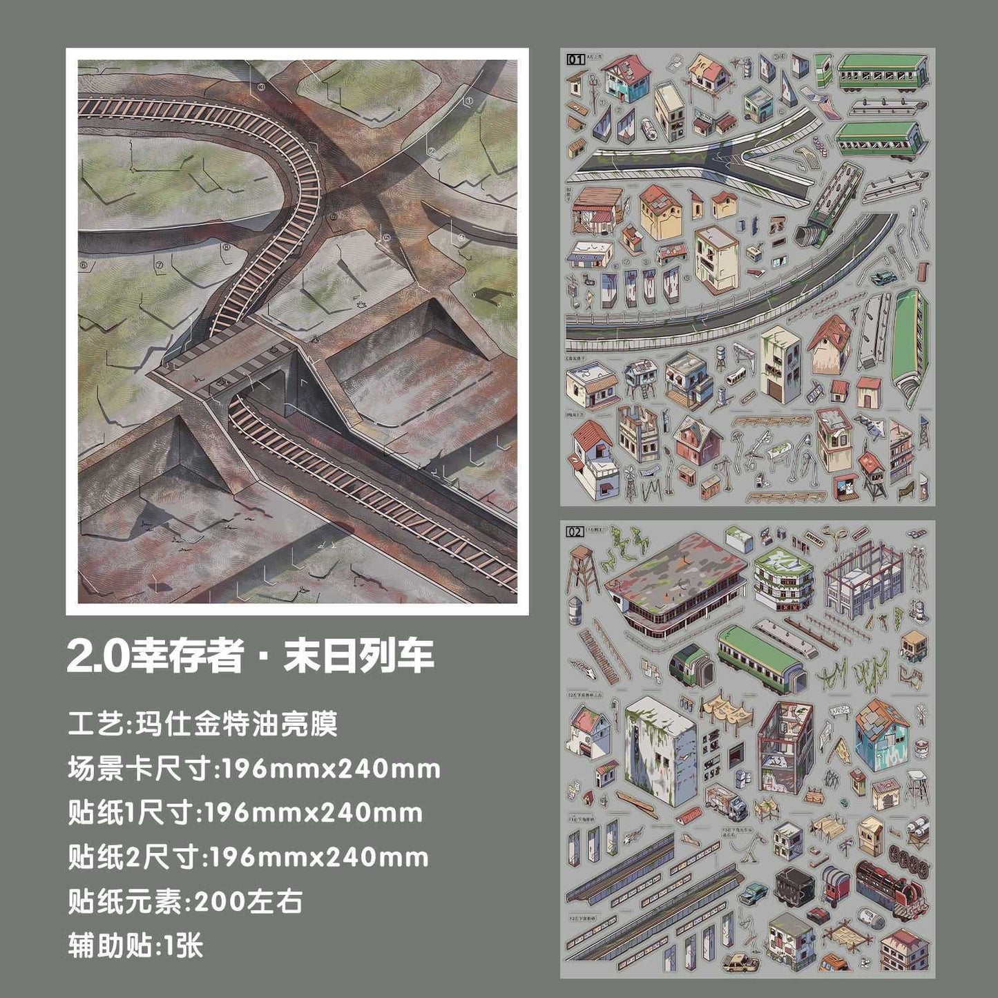 JoyCraft Haven Shangyuan Night Tour Scenery Stickers, Manzhuang 2.0 Vintage Oil Ink 3D Stereo Mini Scene Stress Relief Stickers