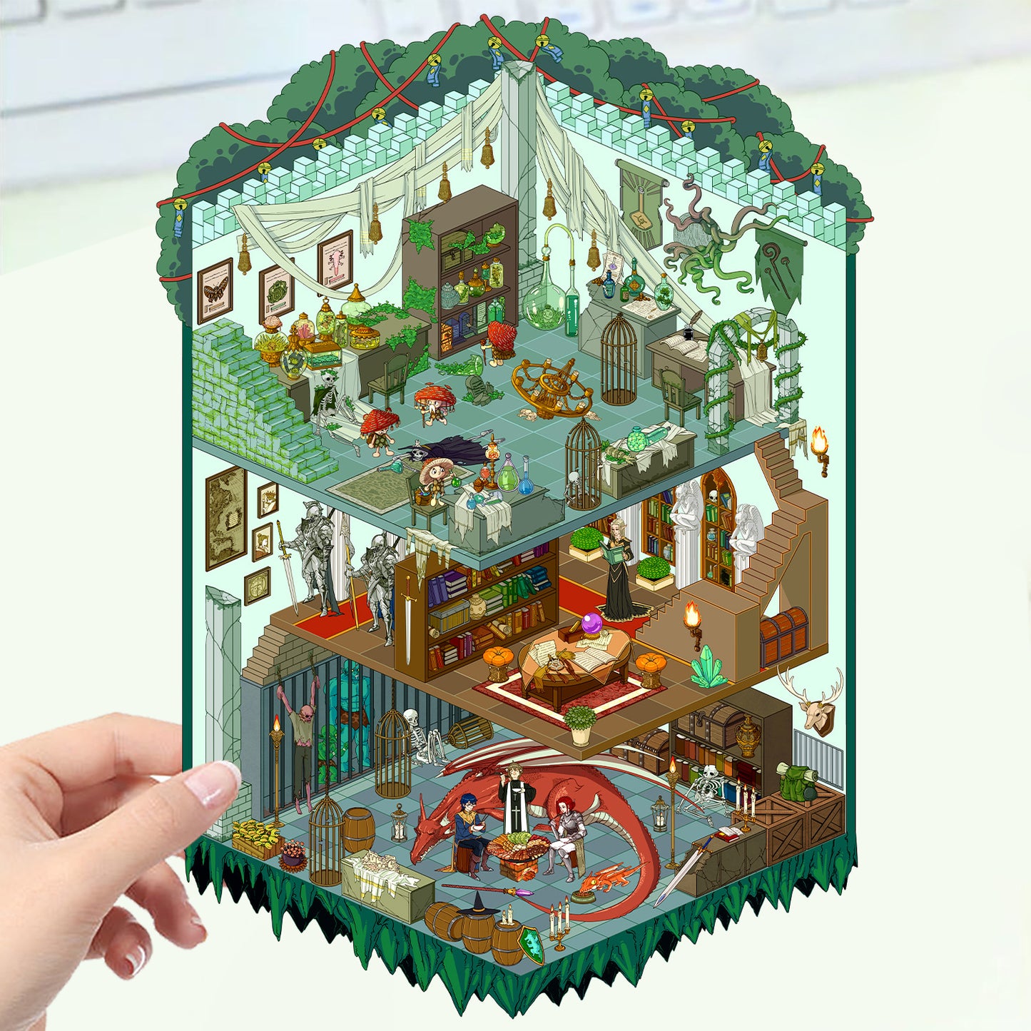 JoyCraft Haven Cartoon Scenery Stickers, Multiple Styles 3D Mini House Stress Relief DIY Scene Journal Stickers