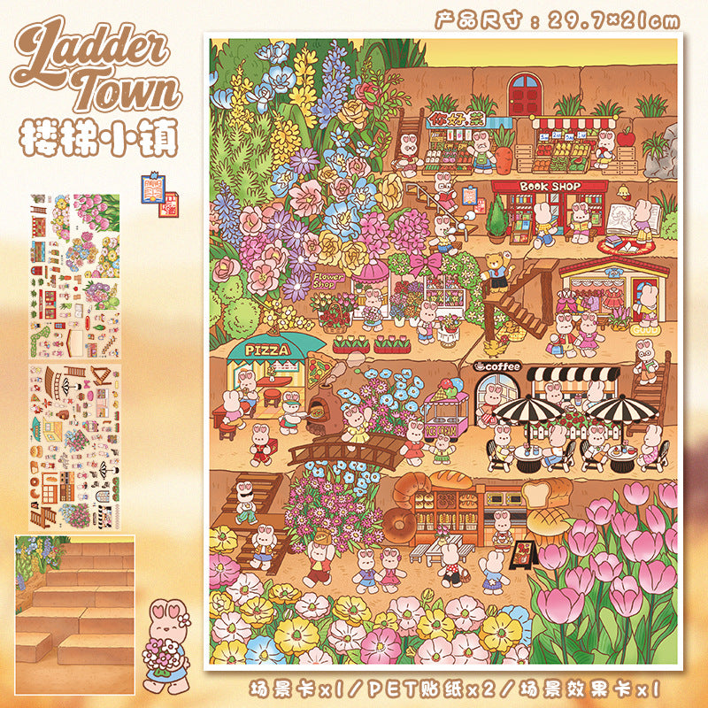 JoyCraft Haven Large Size Touch Film Scenery Stickers, Healing Mini Scene Stress Relief Journal Stickers