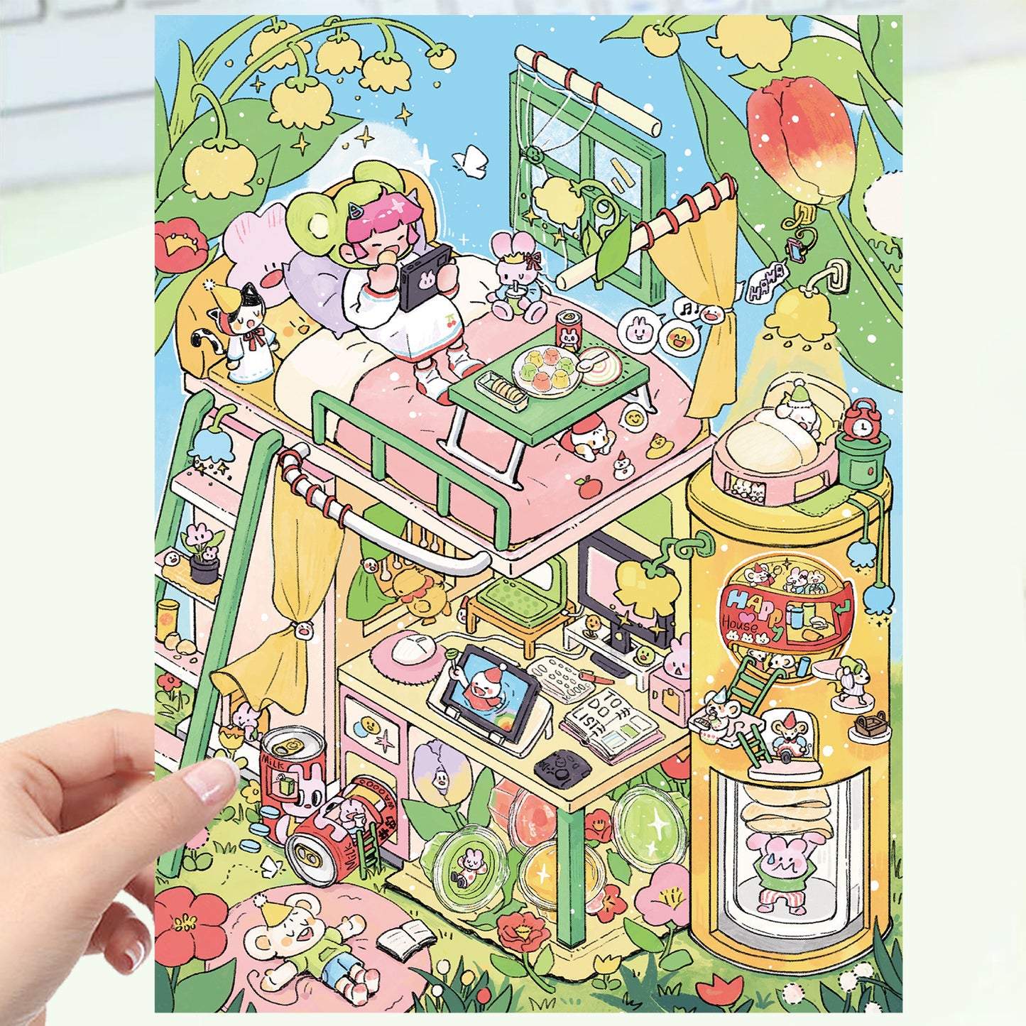 JoyCraft Haven Cartoon Scenery Stickers, Multiple Styles 3D Mini House Stress Relief DIY Scene Journal Stickers