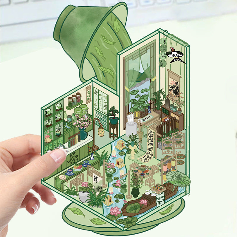 JoyCraft Haven Cartoon Scenery Stickers, Multiple Styles 3D Mini House Stress Relief DIY Scene Journal Stickers