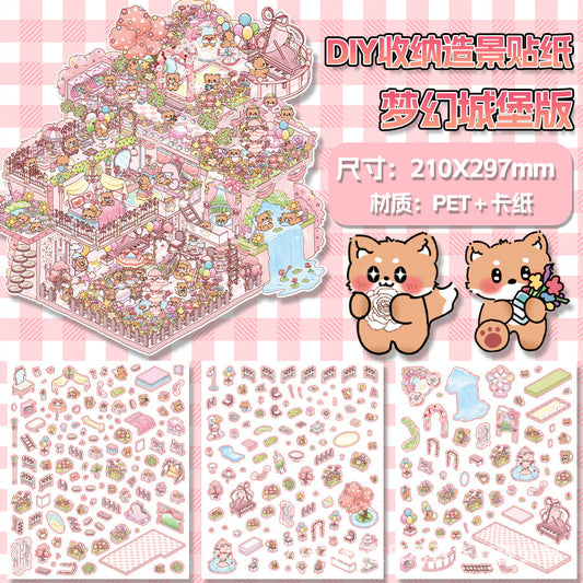 Dreamy Castle DIY Scenery Stickers Aesthetic for Journal Storage Decoration