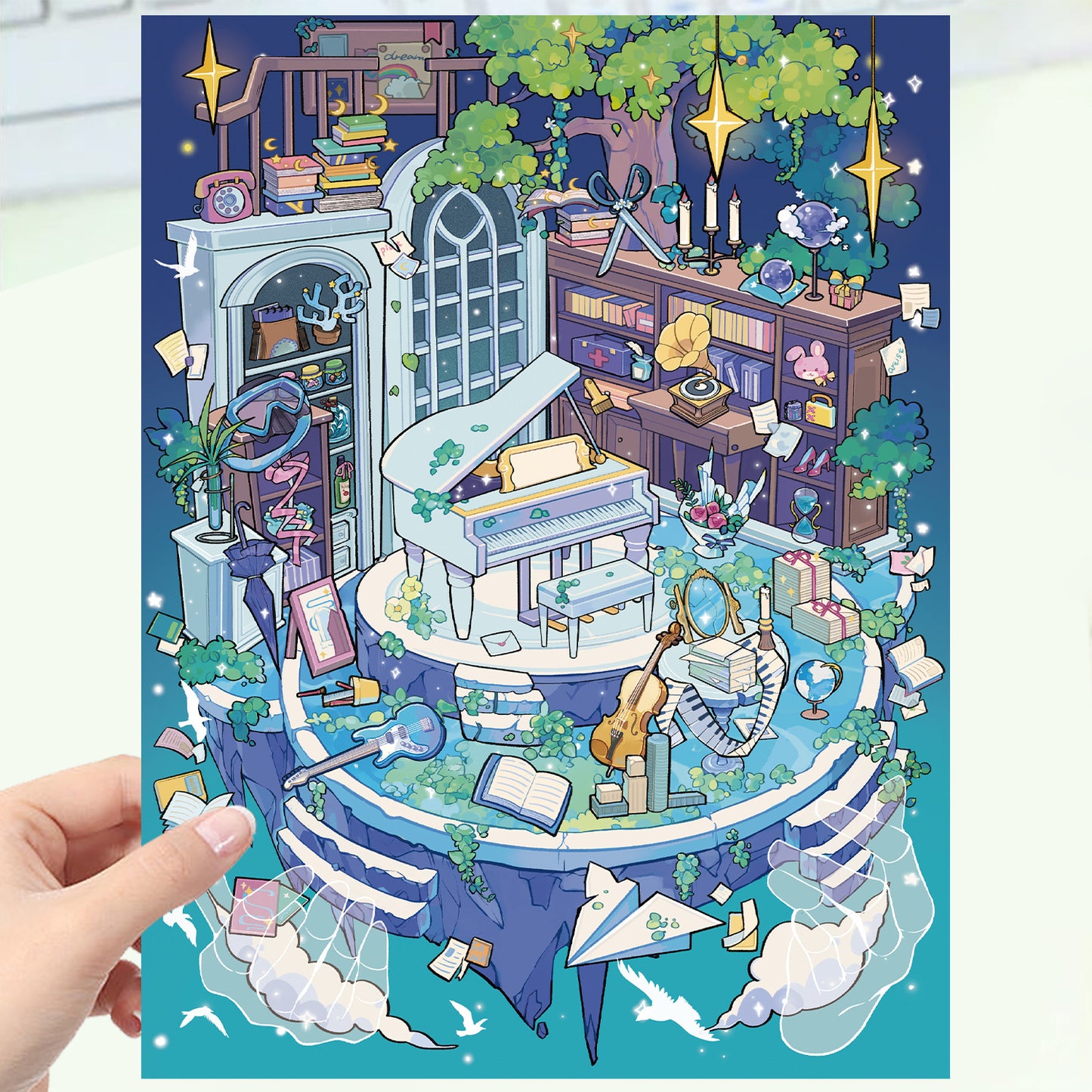 JoyCraft Haven Cartoon Scenery Stickers, Multiple Styles 3D Mini House Stress Relief DIY Scene Journal Stickers
