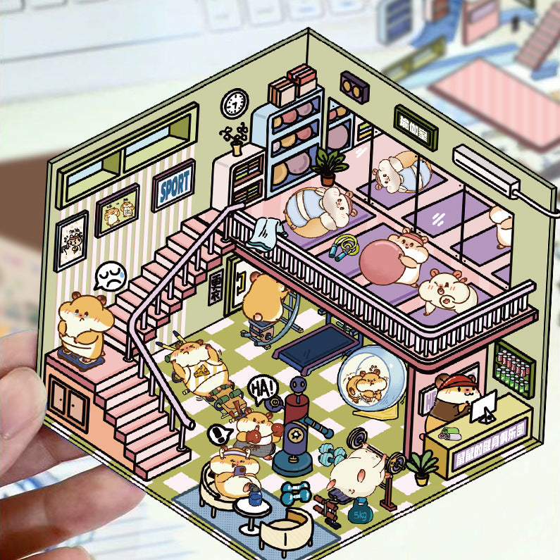 JoyCraft Haven Cartoon Scenery Stickers, Multiple Styles 3D Mini House Stress Relief DIY Scene Journal Stickers