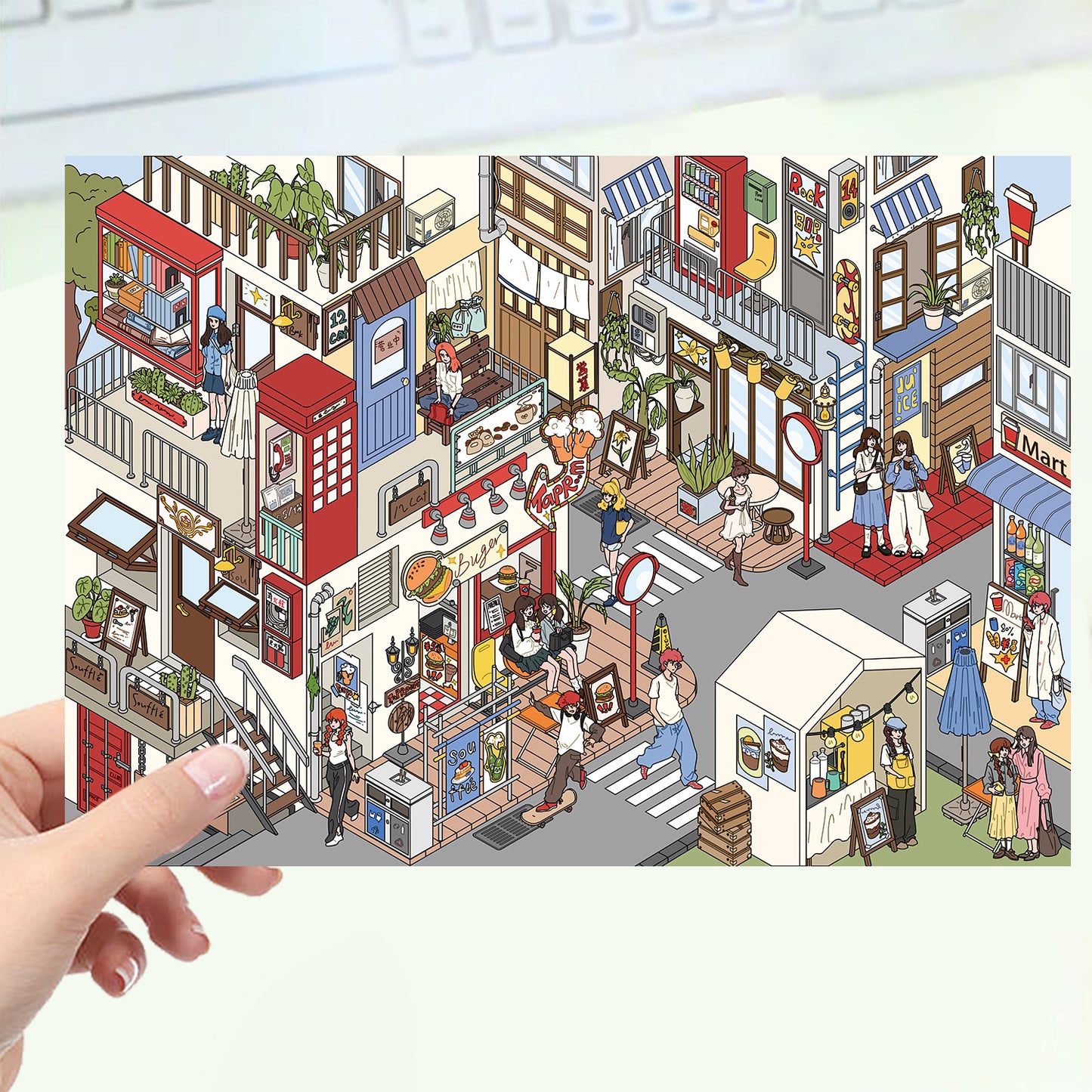 JoyCraft Haven Cartoon Scenery Stickers, Multiple Styles 3D Mini House Stress Relief DIY Scene Journal Stickers