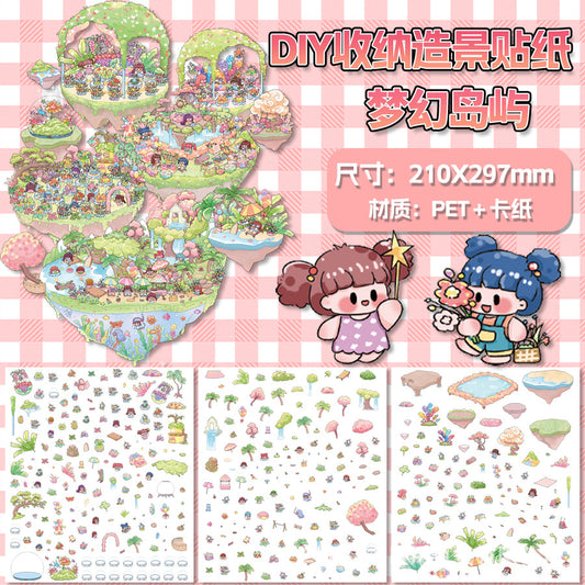 Dreamy Island DIY Scenery Storage Stickers – Perfect for Journal & DIY Decor