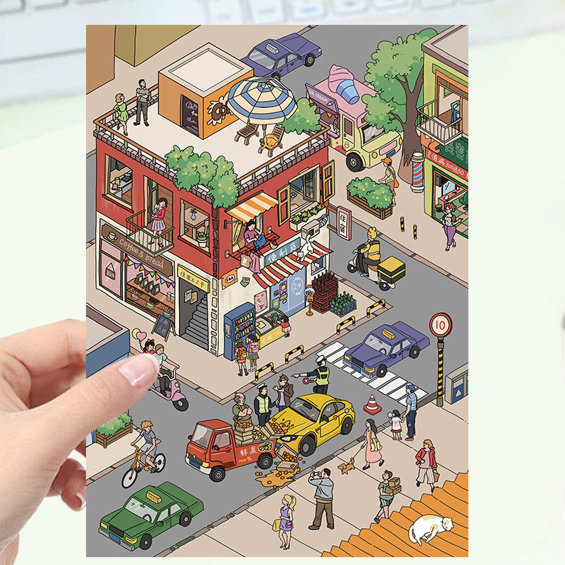 JoyCraft Haven Cartoon Scenery Stickers, Multiple Styles 3D Mini House Stress Relief DIY Scene Journal Stickers