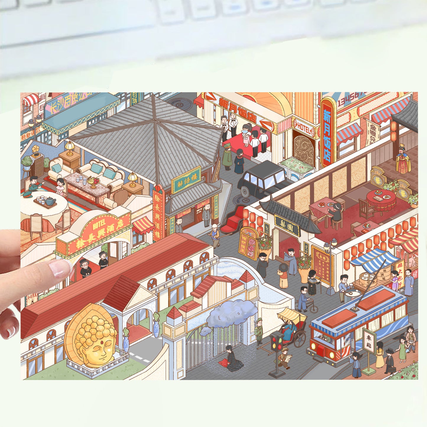 JoyCraft Haven Cartoon Scenery Stickers, Multiple Styles 3D Mini House Stress Relief DIY Scene Journal Stickers