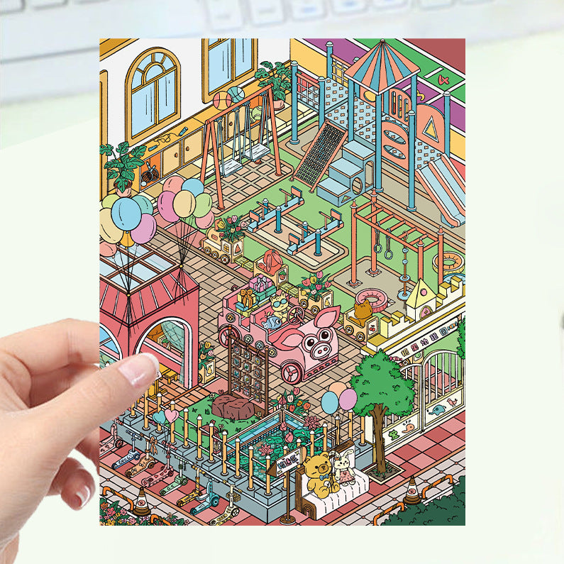 JoyCraft Haven Cartoon Scenery Stickers, Multiple Styles 3D Mini House Stress Relief DIY Scene Journal Stickers