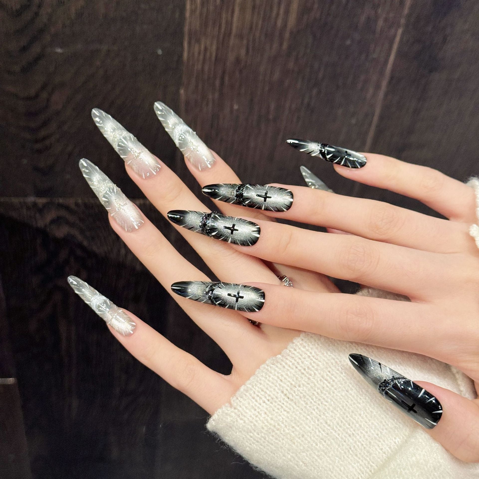 JoyCraft Haven Oracle Holy Light AB Style Luxury European American Handmade Press On Nails
