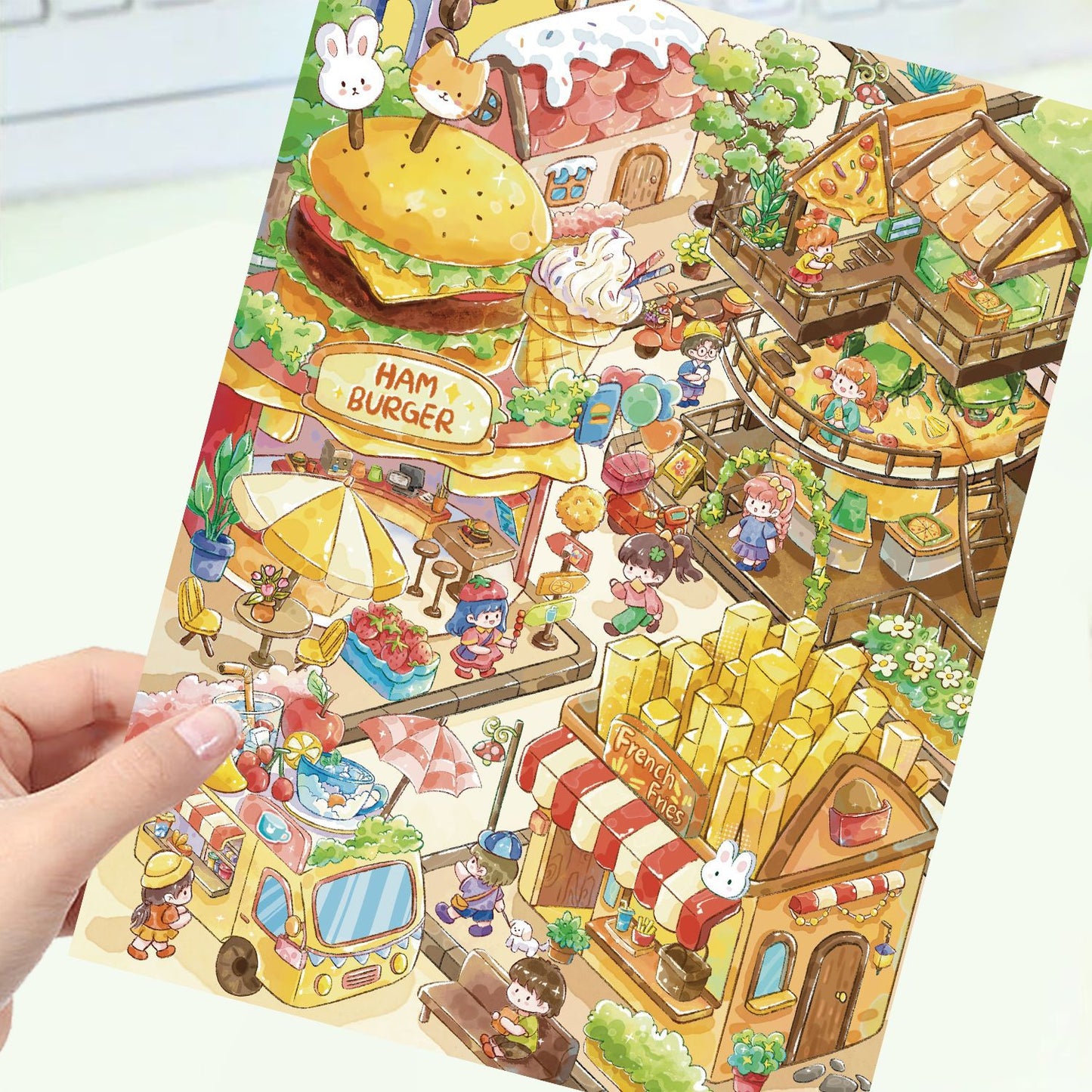 JoyCraft Haven Cartoon Scenery Stickers, Multiple Styles 3D Mini House Stress Relief DIY Scene Journal Stickers