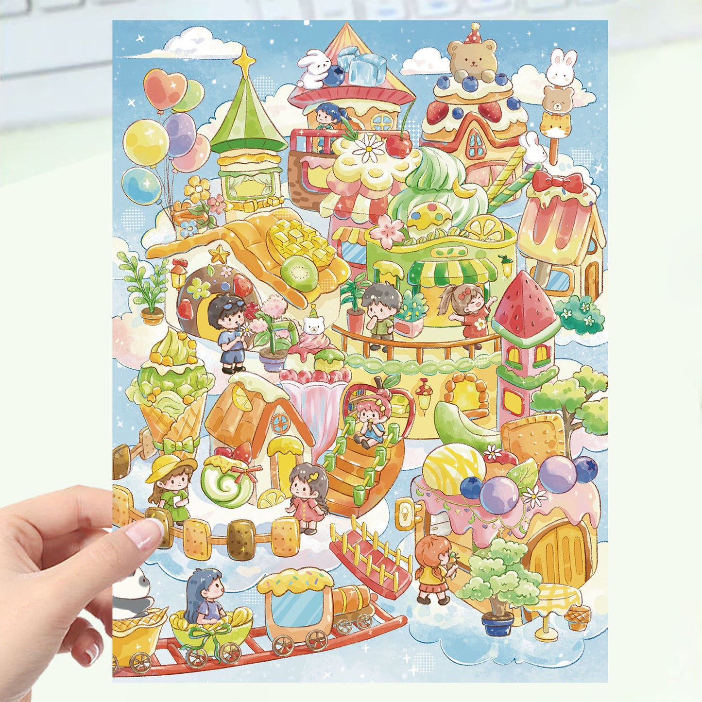 JoyCraft Haven Cartoon Scenery Stickers, Multiple Styles 3D Mini House Stress Relief DIY Scene Journal Stickers