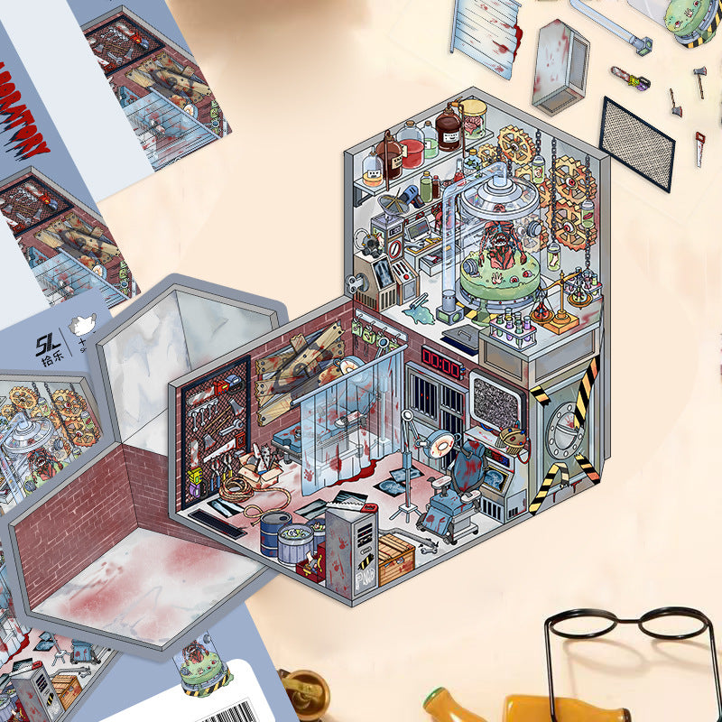 JoyCraft Haven Cartoon Scenery Stickers, Multiple Styles 3D Mini House Stress Relief DIY Scene Journal Stickers