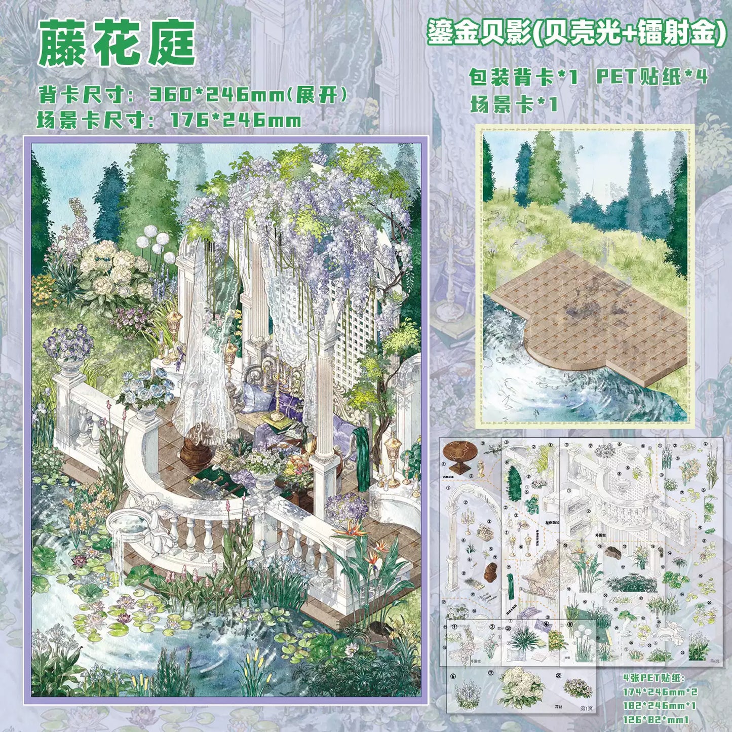 JoyCraft Haven Garden Series Scenery Stickers, Large 3D Stereo Cottage Miniature Scene