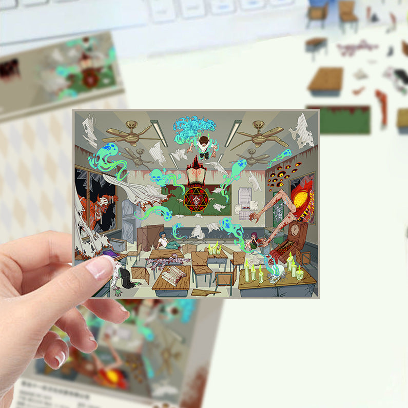 JoyCraft Haven Cartoon Scenery Stickers, Multiple Styles 3D Mini House Stress Relief DIY Scene Journal Stickers