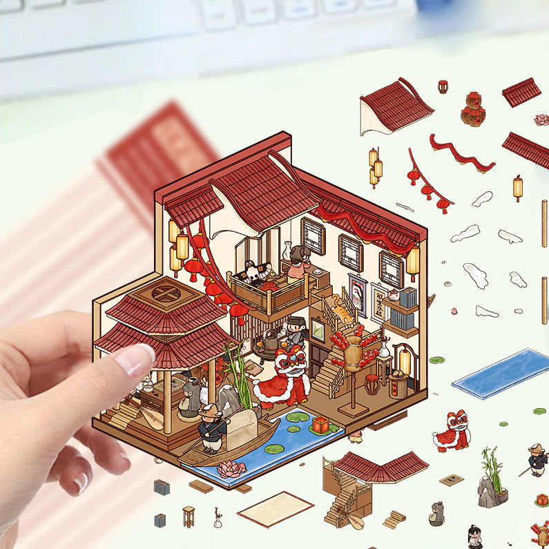 JoyCraft Haven Cartoon Scenery Stickers, Multiple Styles 3D Mini House Stress Relief DIY Scene Journal Stickers